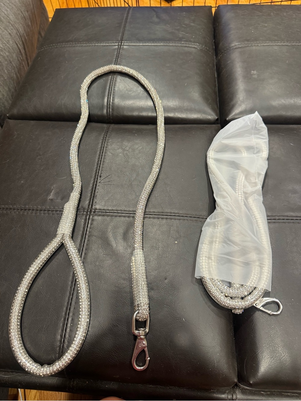Sparkling Crystal Dog Leash - Silver Rhinestone